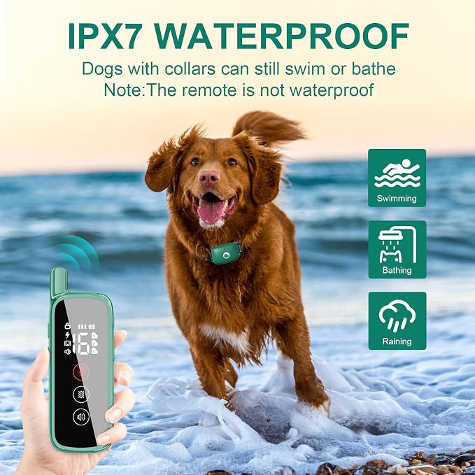 Touch-Screen Dog Shock Collar, 2600FT Range, IPX8 Waterproof | Dog Training Collar With Remote, Rechargeable E-Collar, Security Lock, Beep/Vibration/Shock Modes Fits All Breeds and Sizes