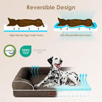 EHEYCIGA Orthopedic Dog Beds Large Sized Dog, Waterproof Washable Pet Bed | Non-Slip Bottom and Egg-Crate Memory Foam Dog Couch Bed with Washable Removable Cover, Brown