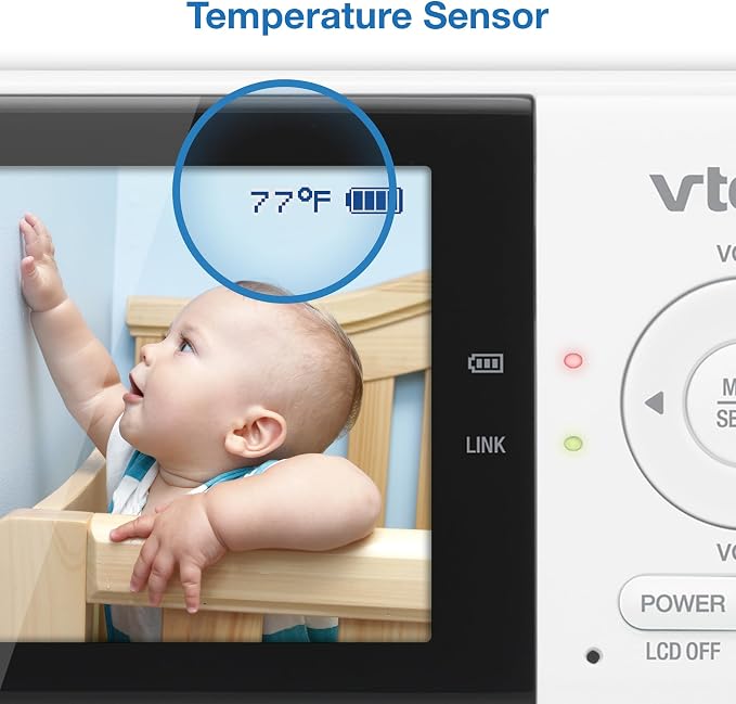 VTech Baby Monitor No WiFi with 2 Cameras – 19-Hour Battery, Patrol Mode for Twins & Two Rooms, 1000ft Range, Auto Night Vision, Two-Way Talk, Temperature Sensor | VM819-2