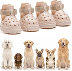 Soft Dog Shoes for Hot Pavement, Breathable Vented Dog Boots, Khaki, Size 8 | 4 Pack, Soft Rubber Material, Lightweight, Anti-Slip Soles, Reflective Strap, Wide Opening, Summer Walks, Medium & Large Dogs