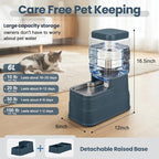 Auto Dog Water Dispenser with Stainless Steel Bowl Feeder for Pets | Automatic Cat Water Dispenser Gravity Water Feeder Dog Waterer for Puppy Kitten Pets (Include Filter &Ice Pack) 1.6Gal Navy