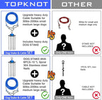 TOPKNOT Dog Tie Out Cable and Stake,(up to 200lbs) 360°Swivel Dog Run- No Tangle,with 30FT Heavy Duty Tie Out Cable for Dogs,Runner for Yard,Ideal for Outdoor Camping
