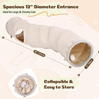 Ownpets S-Shape Cat Tunnel Toy 48"L x 12"D, for Cats, Puppies & Small Pets | Collapsible for storage, tear-resistant oxford fabric, connects to other tunnel, with peek hole, feather wand, indoor/outdoor