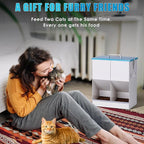 Automatic Cat Feeder Outdoor Dog Dry Food Dispenser Gravity Cat Feeder Pet Feeder for 2 Feral Barn Cats, 42cups/10L Dual