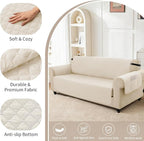 100% Waterproof Couch Cover for Dogs with Non-Slip & Side Pockets 46", Furniture Protector Sofa Covers, Washable Cushion Covers for Pets Kids Cat-Small Loveseat Beige