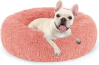 rabbitgoo Calming Cat Beds for Indoor Cats, 27 inches, Pink | Soft Warm Donut, Fluffy Faux Fur, Supportive Raised Rim, Anti-slip, Machine Washable, Up to 35lbs Pets