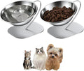 Elevated Cat Food Bowl 15° Tilt Stainless Steel for,2PC | Elevated Cat Bowls, detachable stand, and stainless steel bowl. Reduces neck strain, slows eating, prevents spills