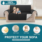 Turquoize 100% Waterproof Couch Cover Sofa Covers for 2 Cushion Couch Loveseat Covers Triple Non-Slip Couch Cover for Dogs Washable Furniture Protector Cover for Pets, Kids,Dog (Loveseat 54", Black)