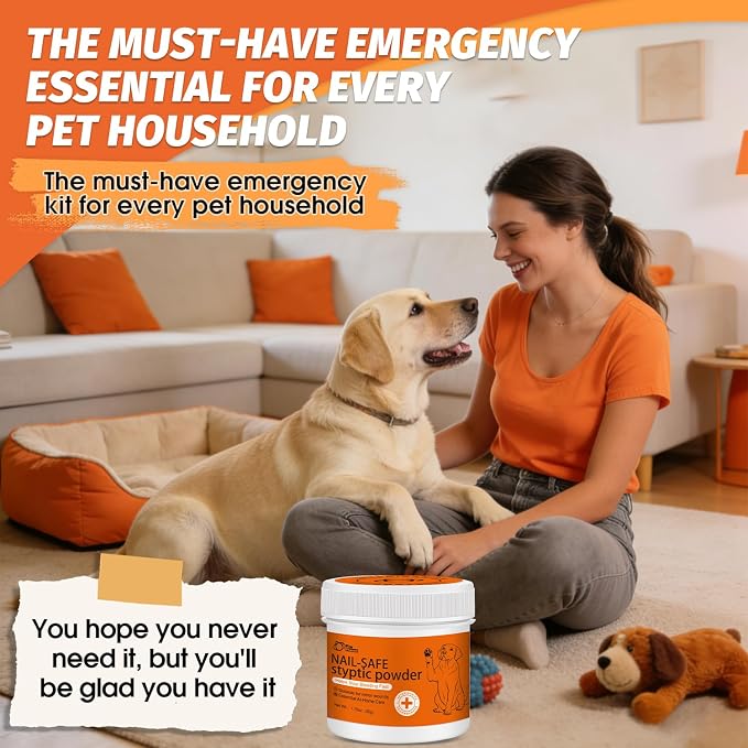 Styptic Powder for Dogs & Cats, Fast Acting Blood Stop, 1.76oz | For nail trimming | Easy powder application | Suitable for home grooming routines