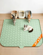 Cat Litter Mat, 47" x 37" Extra Large Cat Litter Box Mat, Silicone Waterproof Litter Trapping Mat for Scatter Control Soft on Kitty Paws Non-Slip Easy to Clean (Green) | Waterproof Litter Trapping Mat for Scatter Control, Soft on Cat Paws Non-Slip Easy...
