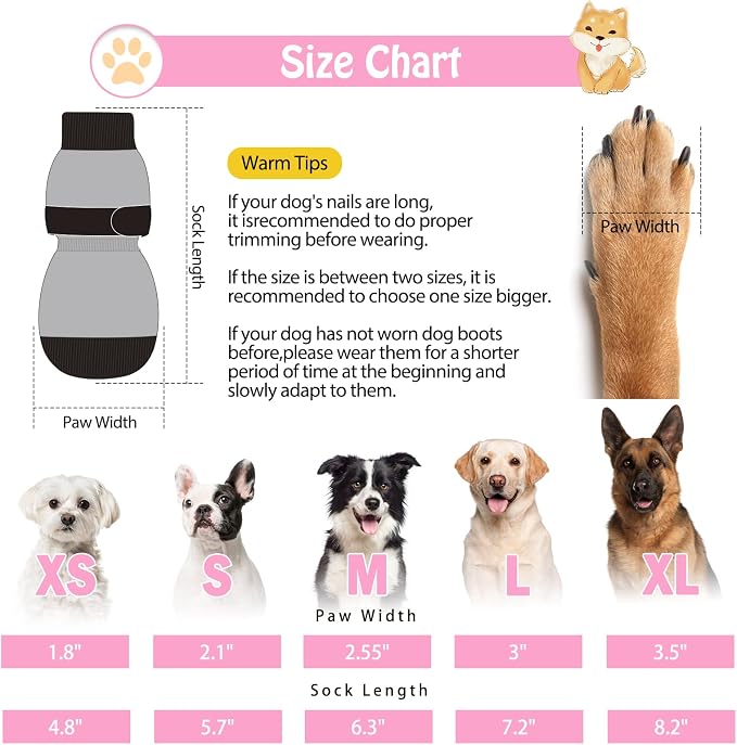 SCENEREAL Anti Slip Dog Sock to Prevent Licking Paws for Hardwood Floors, Boots & Paw Protector Shoes for Hot/Cold Pavement with Grippers, Double Sides Grips for Small Medium Large Senior Dogs