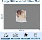 XXL Extra Large Silicone Cat Litter Trapping Mat for Scatter Control, 40"x30"(100cmx75cm) Waterproof Kitty Litter Box mat for Floor, Soft on Kitty Paws, Easy to Clean, Dark Gray