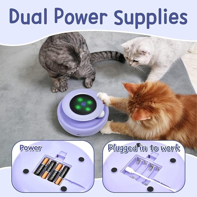 ORSDA Cat Toys, 2-in-1 Interactive Cat Toys for Indoor Cats, Automatic Cat Toy Balls, Mice Toys Ambush Feather Kitten Toys with 7pcs Attachments, Dual Power Supplies, Adjustable Speed, Auto On/Off