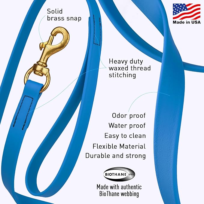 Viper Biothane K9 Working Dog Leash Waterproof Lead for Tracking Training Schutzhund Odor-Proof Long Line with Solid Brass Snap for Puppy Medium and Large Dogs, 33ft Passionfruit Pink