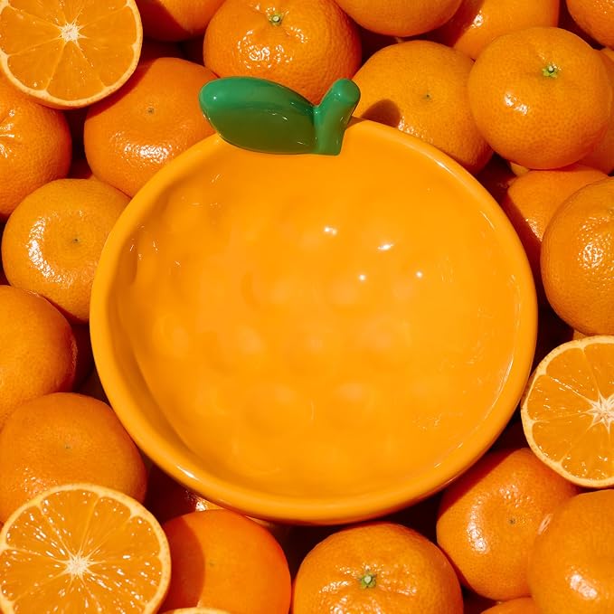 VETRESKA Ceramic Pet Bowl, Tilted Design Pet Feeder for Food and Water | Anti Vomit Cat Bowls for Indoor Cats Cute Tangerine Cat Bowl Dishwasher Safe