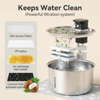 Jzlapro Wireless Cat Water Fountain,108oz Stainless Steel,Battery Operated | 3 Pack Filters | Cordless & Rechargeable | Motion Sensor | BPA-Free | DishwasherSafe | 20dB Ultra-Quiet | 3.2L capacity