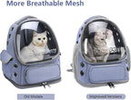 Cawypety Cat Backpack Carrier, Breathable Cat Carrier Large Space Bubble Pet Backpack for Kitty Small Dog up to 12lbs, Transparent & Foldable Pet Carrier for Travel Hiking (Blue