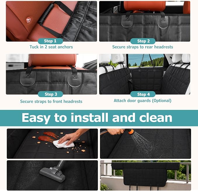 Bark Lover Dog Car Seat Covers for Back Seat, Spill-Resistant Car Seat Protector for Dogs Hammock for Cars Trucks SUV, Full Coverage Protection for Your Vehicle Interior