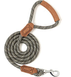 Mile High Life Dog Leash with Genuine Leather Handle, 6 FT/5 FT/4 FT | Leather Grip Rope Leash, Heavy Duty 360° Swivel Metal Clasp, for Small Medium & Large Dogs