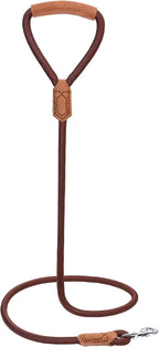 Mile High Life Dog Leash with Genuine Leather Handle, 6 FT/5 FT/4 FT | Leather Grip Rope Leash, Heavy Duty 360° Swivel Metal Clasp, for Small Medium & Large Dogs