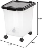 IRIS USA Dog Food Storage Container, Up to 25 lbs, Black, Made in USA | Wheels for Mobility, Airtight Seal, BPA-Free, Best for Bird Seed, Cat food, Cat Litter, Chicken Feed, Pellets