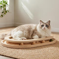 Cat Scratcher, Sisal Scratch Pad with Interactive Ball Track | No Assembly, Natural Sisal, Solid Base, Track with 3 Wooden Balls + 1 Catnip Ball, No Slip Pads, for Cat Exercise Sleep Chase