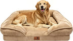 Spotted Play Orthopedic Dog Bed with Sides - Sofa Beds for Extra Large Dogs, Supportive Foam Pet Couch Bed with Washable Removable Cover, Waterproof Lining and Non-Slip Bottom, Brown - XL