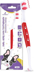 Dog Toothbrush, Dual-Head, for Medium-Large Dogs,Red | Soft Bristles for Gentle Cleaning, 60° Curved Bristles for Better Coverage, Comfortable for Sensitive Gums