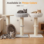 Avont 29" Sisal Cat Scratching Post with Large Plush Perch, Cream | Large Cat Scratcher Tower & Plush Elevated Cat Bed with Removable & Washable Cover, Sturdy Cat Perch for Indoor Cats