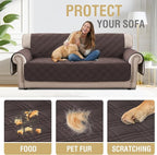 H.VERSAILTEX 100% Waterproof Sofa Covers for 3 Cushion Couch Modern Sofa Cover for Dogs XL Couch Covers for Oversized Sofa with Elastic Straps (Oversized Sofa,Chocolate/Beige)