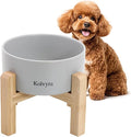 6" Elevated Ceramic Dog Bowl, Anti-Vomiting 23oz for Small Dogs | Premium Food-safe Ceramic with Anti-slip Wood Stand,Dishwasher Safe,Ergonomic Height Relieves Neck Strain,Grey