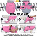 Lelepet Dog Coats for Large Dogs Waterproof Dog Jacket with Adjustable Fit | Reflective Pet Fleece Vest Hook & Loop Windproof Cold Weather Coats with Adjustable Buckle & Leash Hole, Pink, XXL