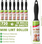 Hushee 24 Pcs Mini Lint Roller for Travel, Portable Pet Hair Remover | Small Lint Removers Bulk for Pet Hair Clothes, Small Removers, Portable Sticky Removing Tool for Furniture Dog Car Seat