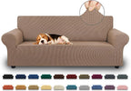 Stretch Couch Covers for Sofa, 3 Cushion Couch Slipcover,Camel | 1-Piece Washable Sofa Cover Pet Friendly(78"-94") Furniture Protector Soft Jacquard, Elastic Bottom for Dogs & Kids