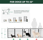 FXW Rollick Unleashed Dog Playpen for Indoor, Yard, RV Camping, 32 inch 8 Panels Dog Pen with Washable Pee Pad for Small and Medium Dogs, Black│Patented