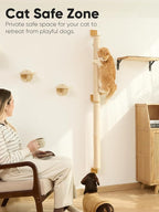 FUKUMARU Cat Wall Scratcher, 60" Tall Kitten Scratching Post | Natural Sisal Pole, Wall Mounted Climbing Tree for Indoor Large Cats