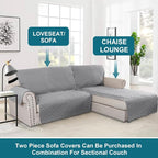 Turquoize 100% Waterproof Sofa Covers Chaise Lounge L Shape Sofa Protector Slip Cover Triple Non-Slip Sofa Slipcover for Sectional Couch Cover for Pets, Kids (Chaise, Dove Gray)