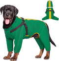 QBLEEV Lightweight Dog Windbreaker, Waterproof Outdoor Jacket, Green, 3XL | Waterproof & windproof | built-in harness | easy on and off with dual closure | reflective safety strips | detachable hood