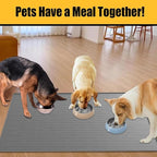51.2"x25.6"(130cm×65cm) Largest Dog Food Mat, XXXXL Silicone Dog and Cat Mat for Food and Water Bowls, Thinken Waterproof Non-Slip XXXL Pet Feeding Mat for Floors, Light Gray