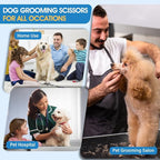 JASON Dog Grooming Scissors Set - 6 in 1 Professional Sharp Shears Rosegold | 7" Thinning, Chunker, Straight, Curved Shear and Comb for Cat Pet, Gift