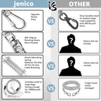 jenico Dog Tie Out Cable - 25ft Dog Lead for Yard - Heavy Duty Dog Chain with Shock Spring - Outdoor Tether Leash for Small Large Dogs Up to 500 lbs
