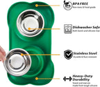 Hubulk Pet Dog Bowls 2 Stainless Steel Dog Bowl with No Spill Non-Skid Silicone Mat + Pet Food Scoop Water and Food Feeder Bowls for Feeding Small Medium Large Dogs Cats Puppies (Small, Hunter Green)