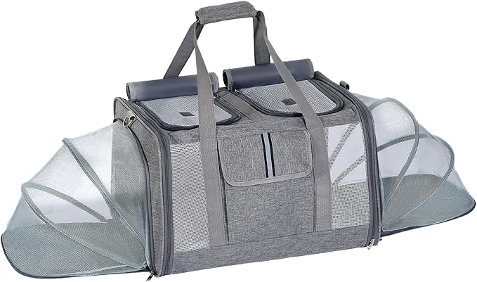 Lawfery Cat Carrier for 2 Cats – Large Expandable Soft-Sided Pet Travel Carrier, Dual Compartments, Privacy Protection, Dog Carrier for Small/Medium Dogs, Home & Outdoor Use