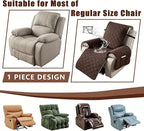 100% Waterproof Recliner Chair Cover, Non-Slip Washable Recliner Slipcover with Elastic Straps & Side Pocket, Stay in Place Furniture Protector for Dogs Cats Kids(Chocolate, 23)