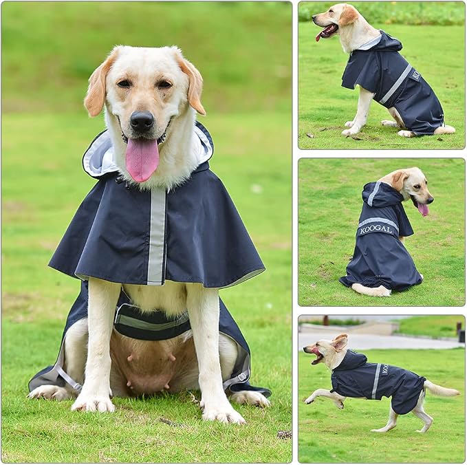 Pet Large Dog Raincoat Apparel Poncho Waterproof for Medium Large Sized for Dog Raincoat Clothes (Navy Blue, 6XL)