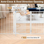 Metal Freestanding Dog Gates with Door,Extra Wide 24", 32" Height Foldable Dog Fence for Indoor & Outdoor, Heavy Duty Freestanding Pet Barrier for Stairs, Doorways, Halls, Kitchen,Yard,Christmas Tree