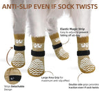 PUPTECK Anti Slip Dog Socks with Double Grippers for Hardwood Floors, Shoes for Hot/Cold Pavement, Boots & Paws Protectors to Prevent Licking, Traction Booties for Senior Small Large Dogs