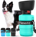 lesotc Dog Water Bottle, Portable Water Dispenser with Bowl, Leak Proof Pet Travel Squeeze Bottle, Puppy Essentials Dog Stuff Accessories for Outdoor Walking, Hiking, Camping