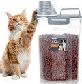Dog Cat Food Storage Container with Cup (Dark Gray, 2.5L) | Pet Food Pourable Container Airtight with Large Spout, BPA-Free Plastic Food Dispenser for Pet Food, Bird Seed, Rice, Flour