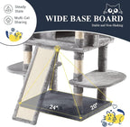 Allewie 68 Inches Cat Tree/House and Towers for Big Feline/Scratching Post/Multi-Level Large Kitty Climbing Tree with Condo/Light Grey
